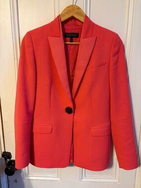ESCADA Coral Pink Shimmer Blazer Jewel Button  Flamingo Size 34 / US 4